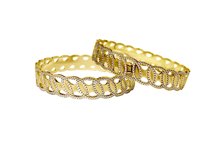 Two Tone Plated CNC Wide Bangles